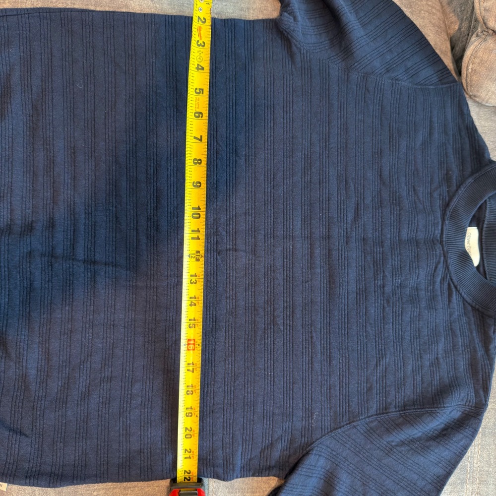 Oliver Spencer Mens Navy Blue Textured Cotton Crewneck Sweatshirt Large - Picture 10 of 12